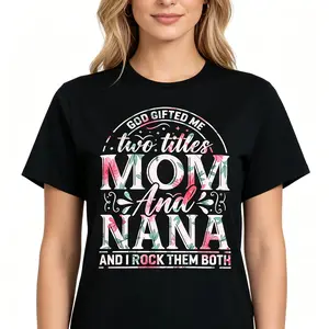 "Mom Nana Family Bonding Gift Motherhood Grandmother Love Heart Chaos Coordinator Generation Blessed Matriarch Plus Size Graphic Tee" Graphic Unisex Tee |   All-Season Breathable Top