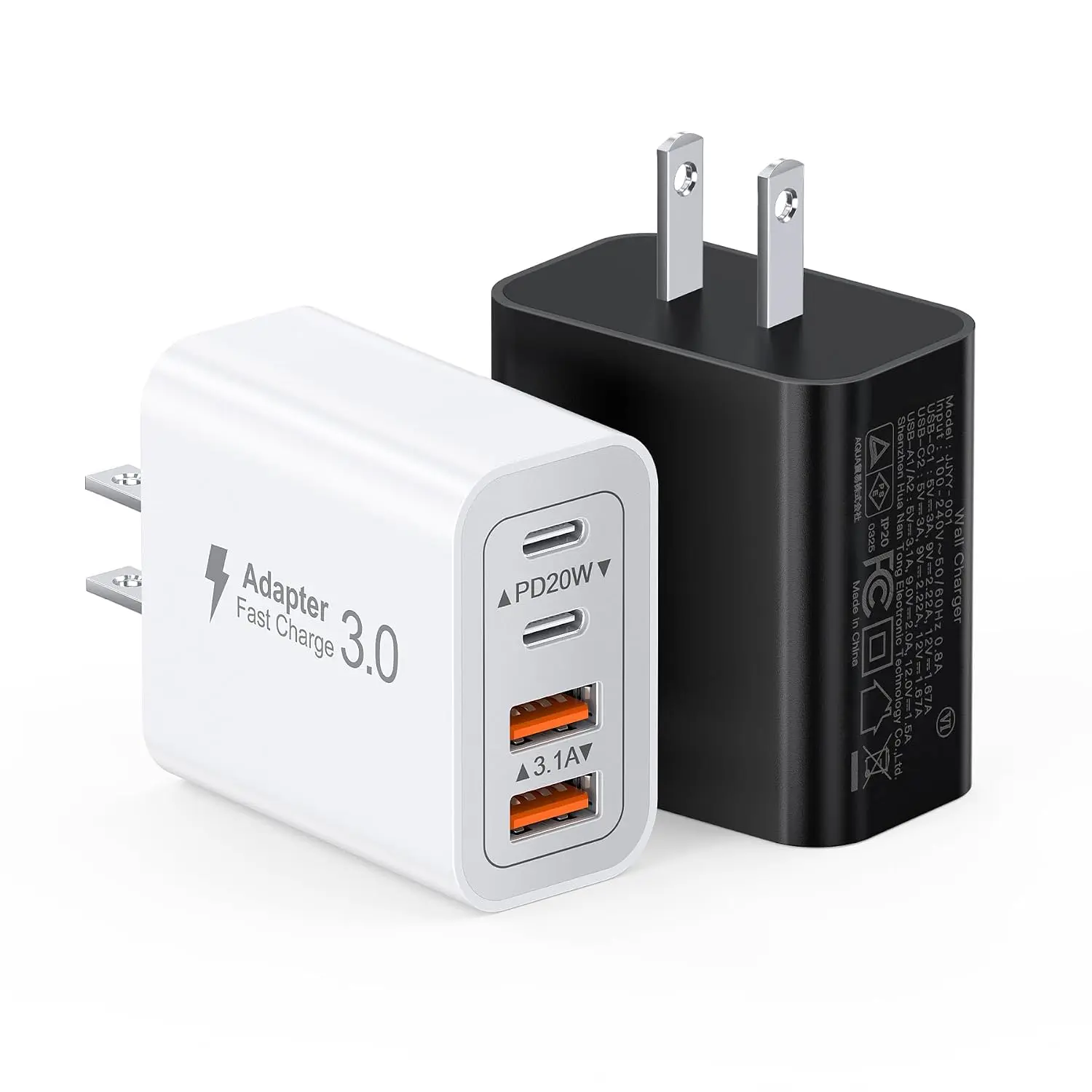 [2-Pack] 40W USB C Charger Block, 4-Port Type C Fast Charging Brick Dual PD&QC Wall Plug Adapter Power Brick for iPhone 13/14/15/16/17/Pro Max/Plus/iPad/Airpods/iwatch/Samsung Galaxy