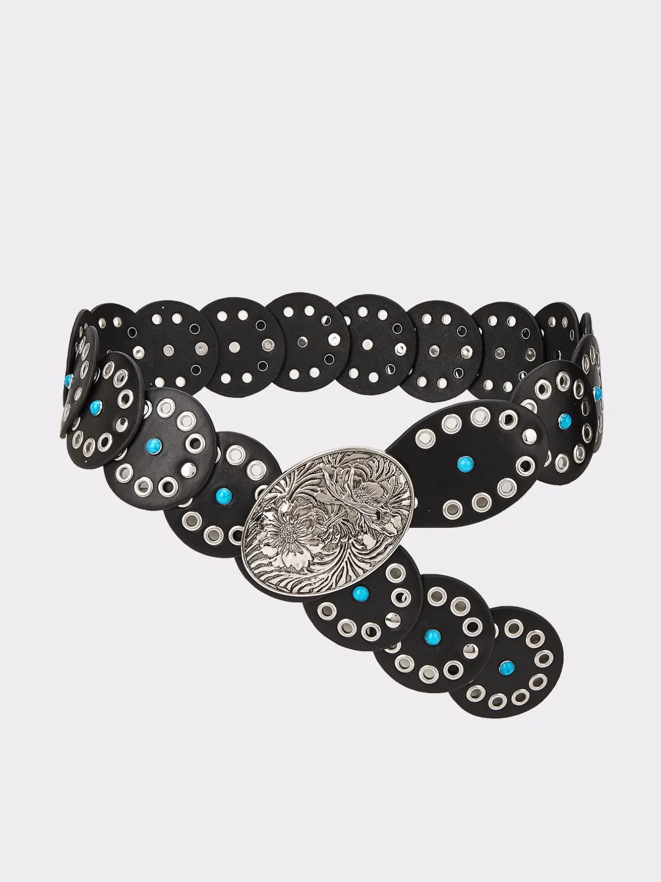 Women's Western Belt, Vintage Silver Color Buckle, Turquoise Decor, Decorative Belt, Y2K Studded Chunky Belt, Party Festival Summer Fall School