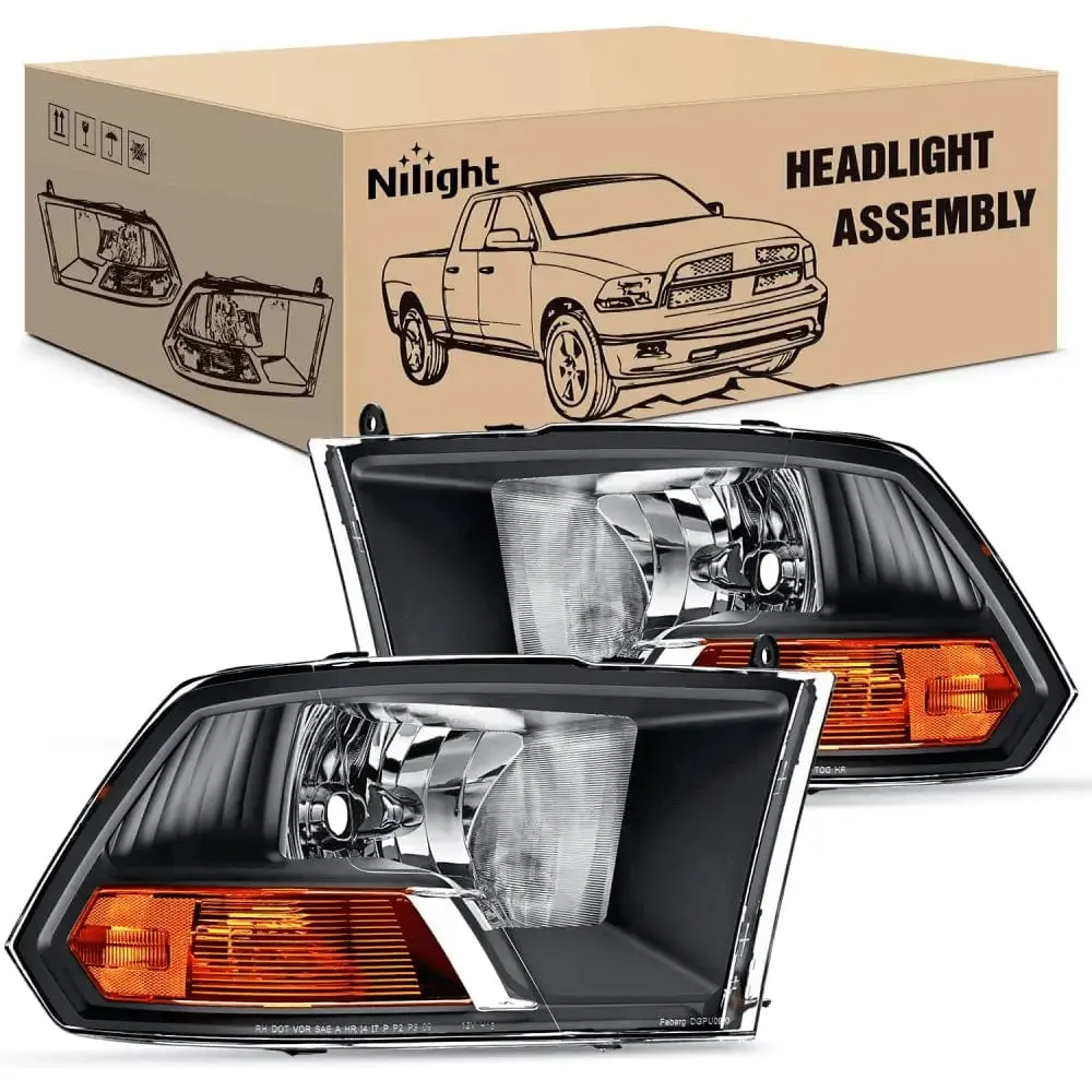 Nilight LED Dual Beam LED Headlights Assembly (Black Case) - OE Standard Replacement Car Lights, Anti-Fogging, Humidity-Resistant, Temperature-Stable, Waterproof, Leakproof for 2009-2012 Dodge Ram Trucks 1500,2500,3500 (No Extra Add-Ons)