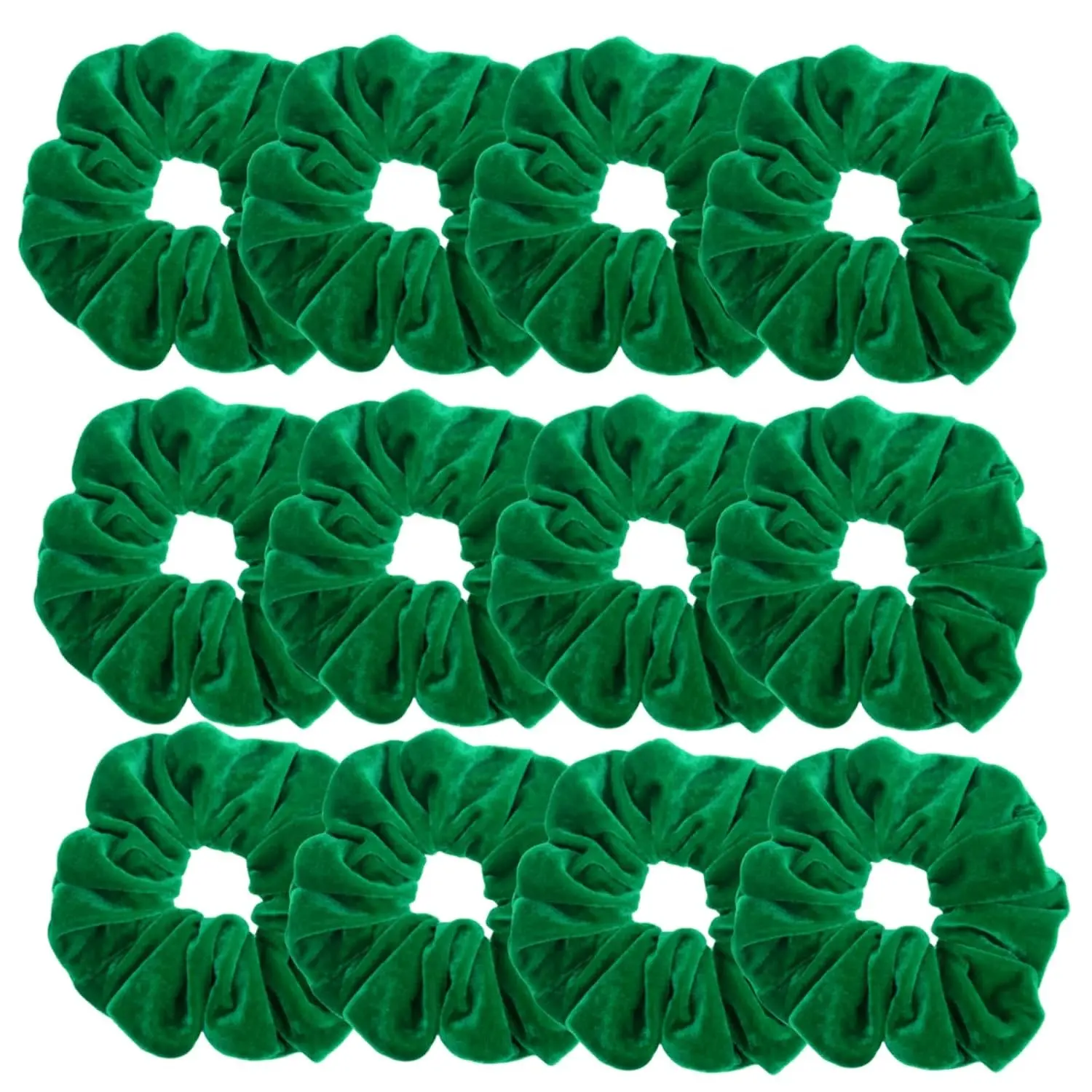 12 Pcs Large Velvet Scrunchies for Thick Long Hair, Hair Ties Women Girls Ponytail Holder (Green)