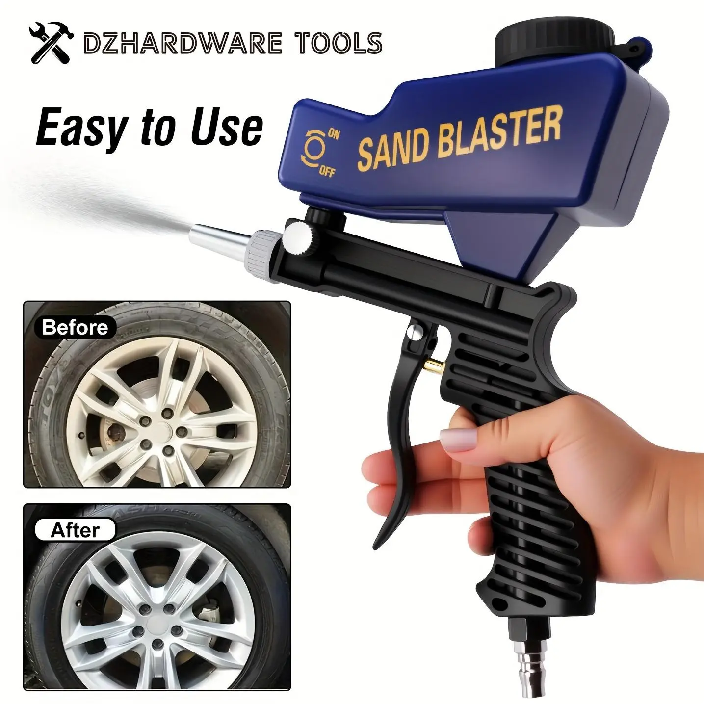 Ergonomic Handle Portable Sandblaster, 600cc/18oz Capacity, Paint and Rust Removal, Adjustable Gravity Feed, DIY Abrasive Spray Gun, Sandblasting Tools