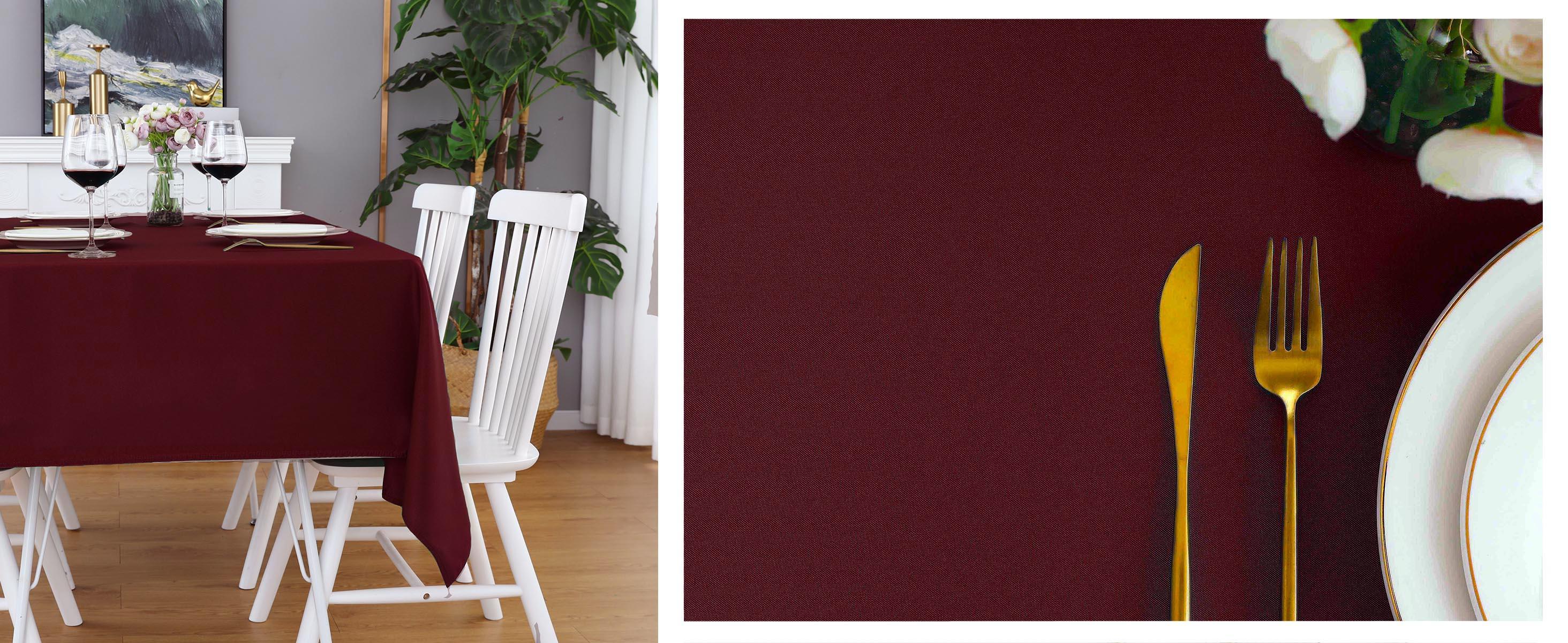 Burgundy Rectangle Tablecloth Wrinkle Free Waterproof Polyester Table Cloths Spillproof Heavy Duty and Washable Table Cover for Party, Banquet, Indoor and Outdoor-Square/Rectangular
