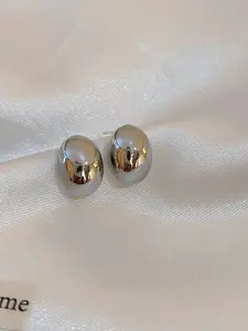 Real gold electroplated silver needle Doudou earrings Internet celebrities ins metal wind studs 2026 new trendy versatile earrings women