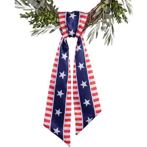 Patriotic Wreath Sash for Front Door, 1 Pack 5" W x 55" Satin Ribbon Double-Sided Americana Panel, 4th of July Memorial Day Wreath Decorfidget toys