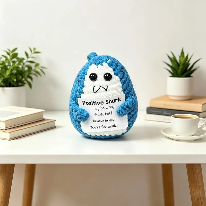 Handmade Crochet Amigurumi Shark Doll Ornament, Unique Handcrafted Decorative Piece, Perfect for Home Decoration, Collectible Artwork