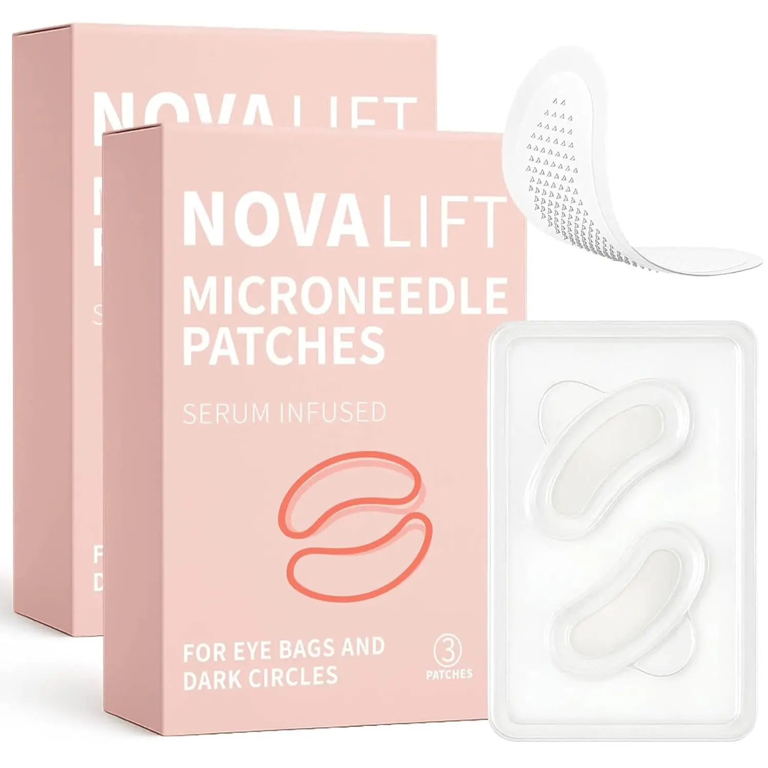 Micro Eye Patches, Under Eye Patch for Puffy Eyes and Dark Circles, Smile Line Patches, Forehead Hydrating Anti-Wrinkle Masks for Women, 2 Boxes (3 Pairs Each)