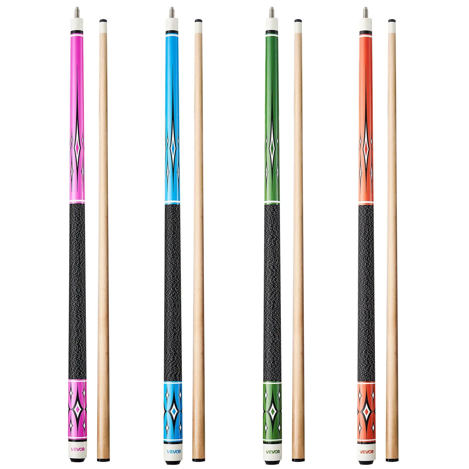 【toolupgrade】VEVOR Pool Cue, 4 Pieces Pool Stick, 58 inch Canadian Maple Wood Billiard Pools Stick with ABS Connection Ring, Cues Sticks for Professional Pool Table, Bar, Home, Office, 18 oz, 19 oz, 20 oz, 21 oz