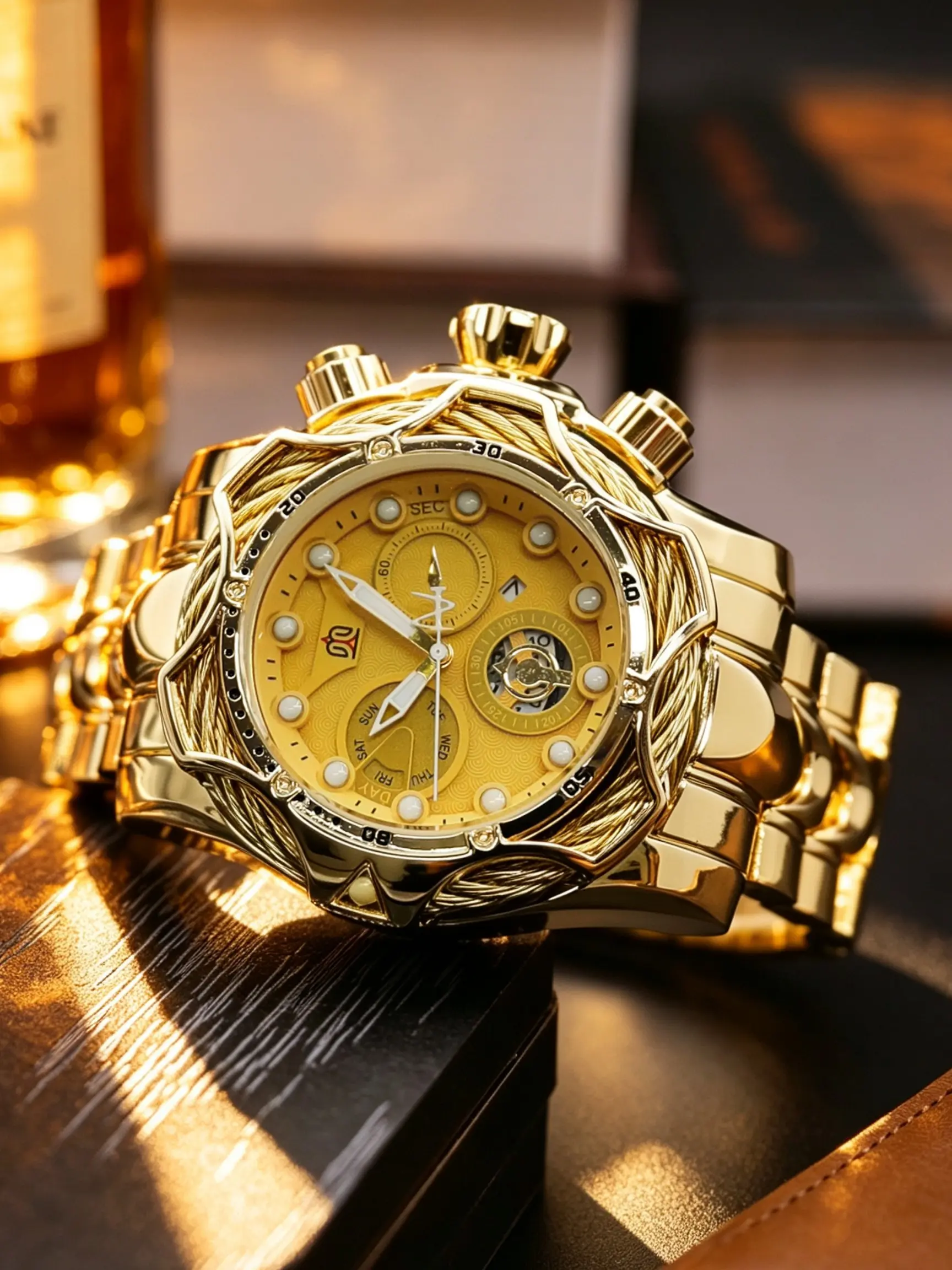 American Punk Men's Watch, Barrel Shaped Watch, Barrel Shape Alloy Case, Analog Quartz Movement, All over Print, Fashion Accessory for All Seasons