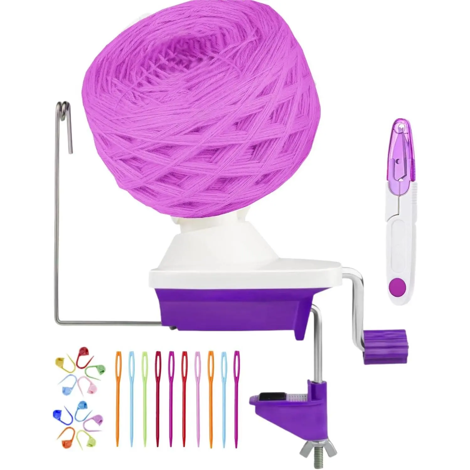Yarn Ball Winder, Yarn Winder Knitting Set Hand Operated Ball Winder with Tabletop Clamp for Yarn Storage (22) ()