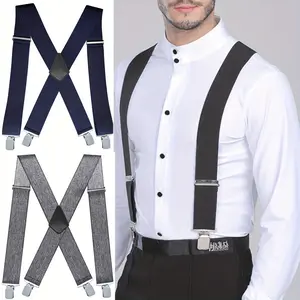 1pc Men's Heavy-Duty Adjustable Suspenders with 4 Strong Clips - High-Elastic X-Back Braces Suitable for Pants, Trousers - Ideal for, Formal Events, Valentine's Day Gifts