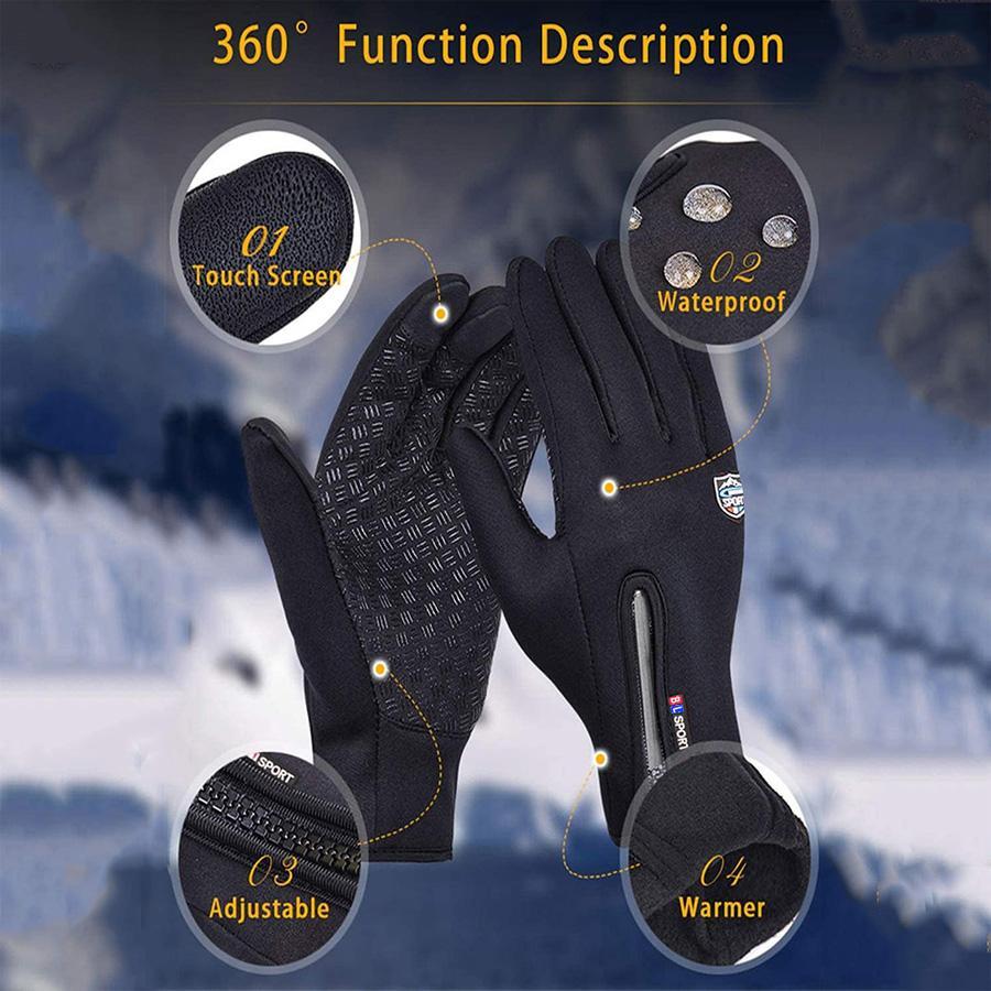 Winter Thermal Gloves, Waterproof Windproof Non-slip Touch Screen Gloves, Outdoor Running, Cycling, Driving Gloves for Men & Women