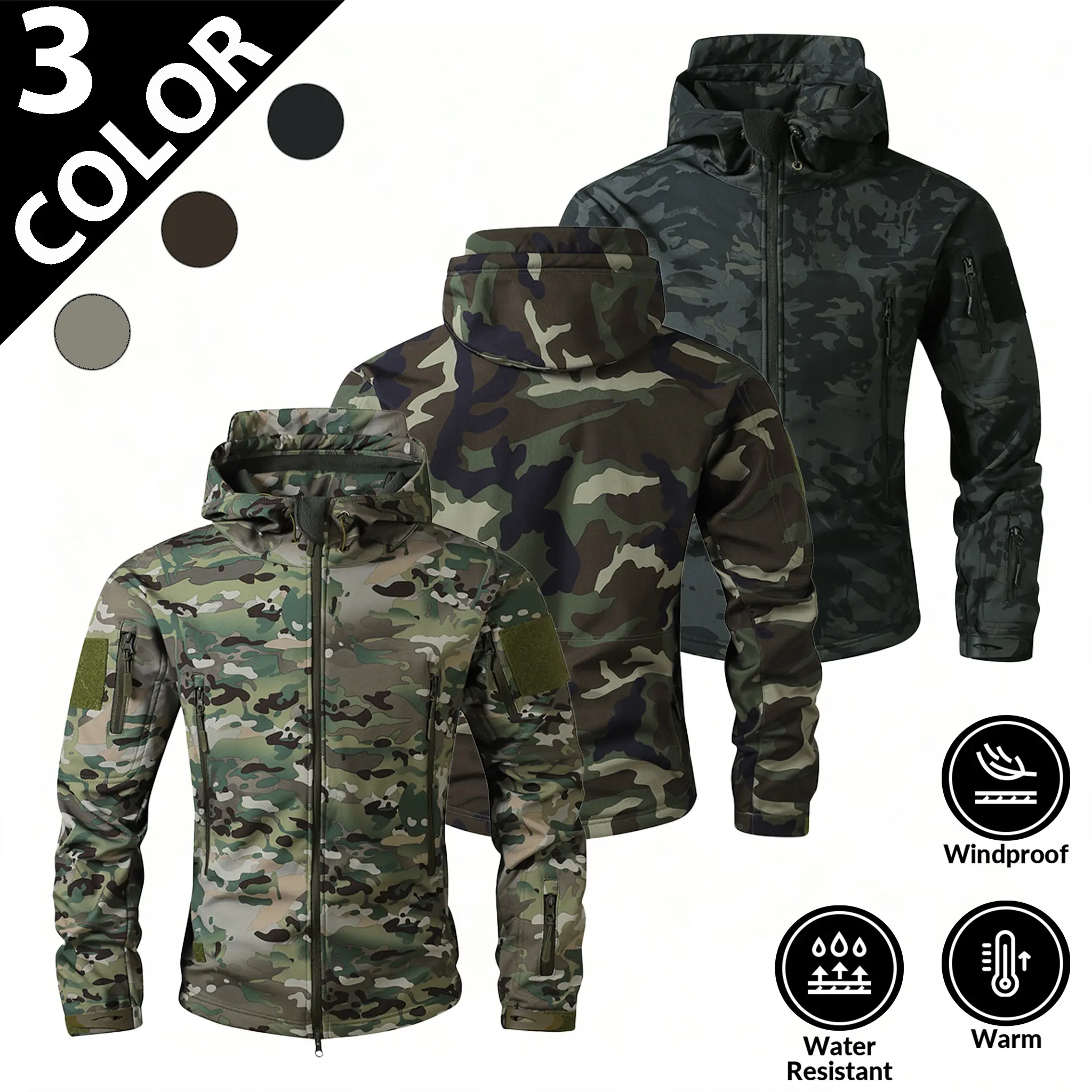 Men's 2026 American-Style Tactical Soft-Shell Jacket - High-End, Hard-Wearing 3-Proof Functional Parka with Premium Waterproof Soft-Shell Material for Modern Men