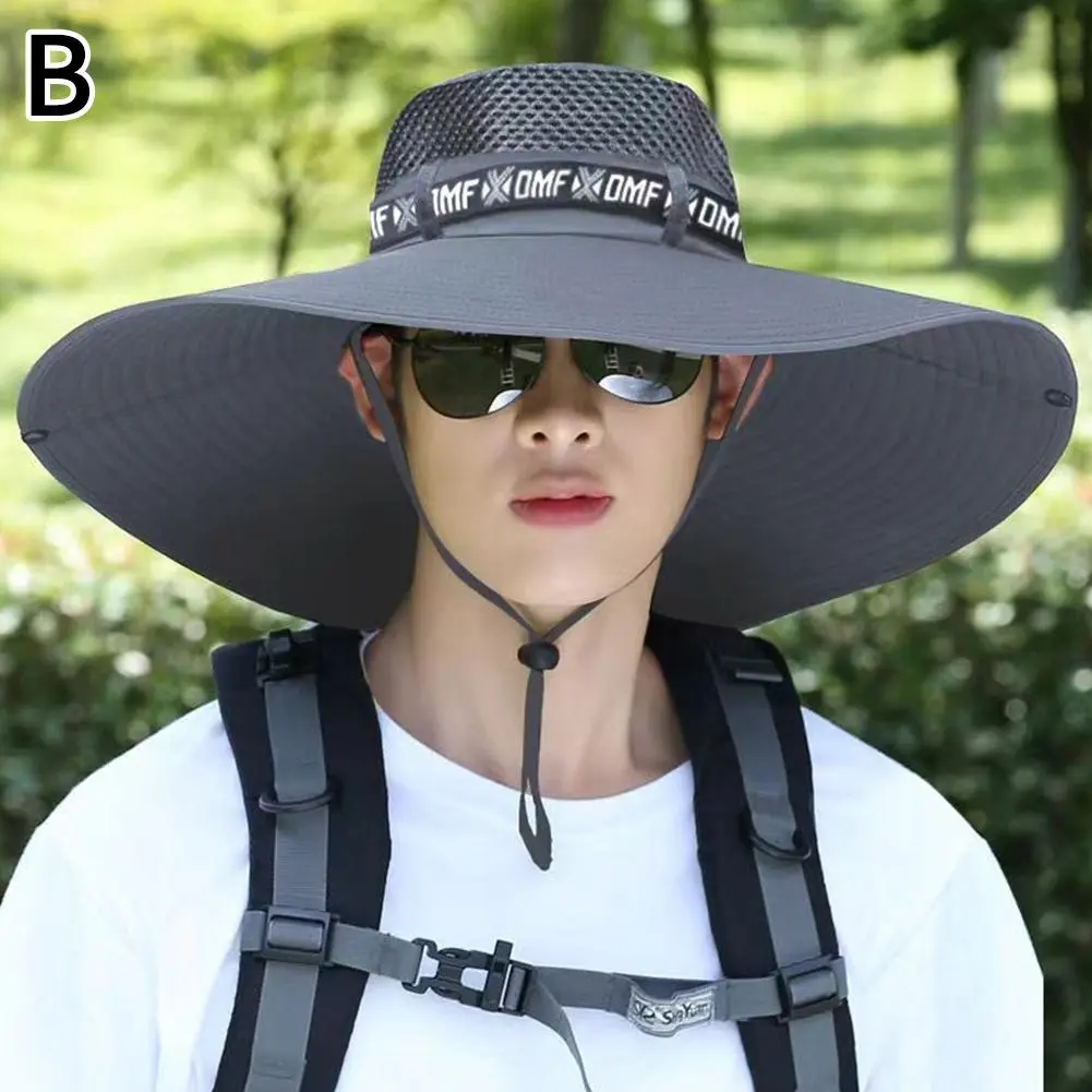 Adults' Unisex Oversized Wide Brim Polyester Sun Hat - Lightweight, Breathable Mesh Top, UV Blocking, Adjustable Protective Cap - Ideal for Fishing, Beach Summer Outdoor Activities,summerwins
