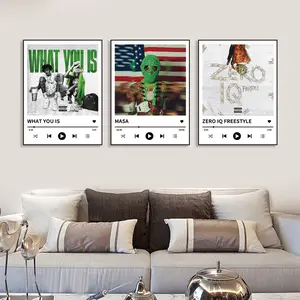 3-piece YYoungBoy music album canvas poster set, cover poster, frameless canvas wall art print, home and bedroom decor, frameless