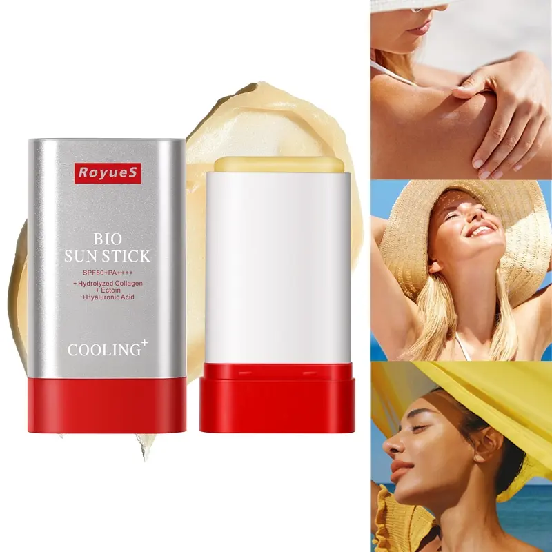Cooling Portable Sunscreen Stick Refreshing Hydrating Non Greasy 12 Hour UV Defense Oil Resistant Anti Blue Light for Daily Outdoor Use