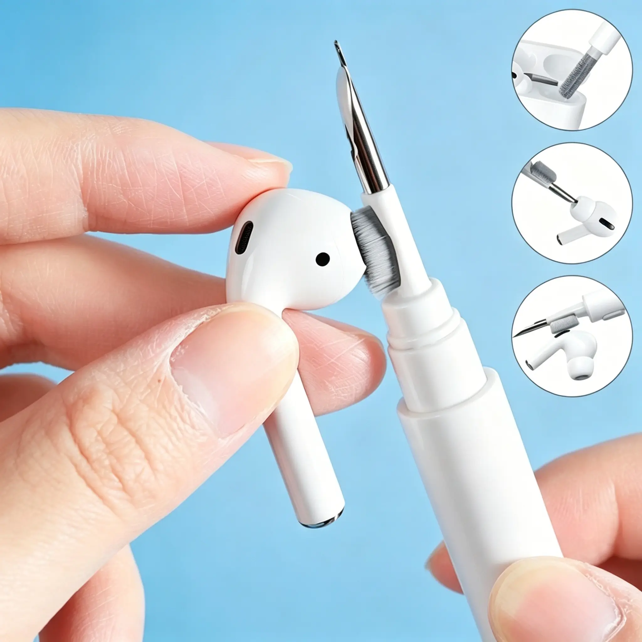3-In-1 Earbud Cleaning Kit, Soft Brush Head, Portable Multi-Function Wireless Earphone Storage Box, Dust Remover for AirPods 3 Pro Case 13
