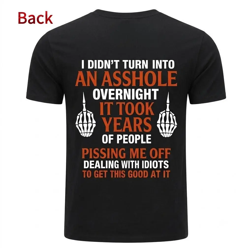 Short Sleeve Round Neck Soft Casual Sports Top - "Warning: Built by Years of Being Pissed Off" Funny Design 052, Everyday Wear Tops, Sporty Style Garment