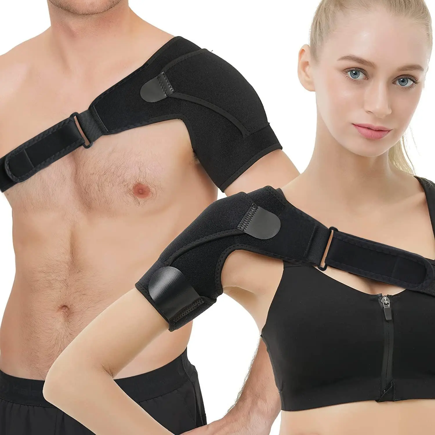 Shoulder Brace for Men & Women, Adjustable Compression Shoulder Support, Left/Right Compatible for Pain Relief,Injury Recovery and Sports