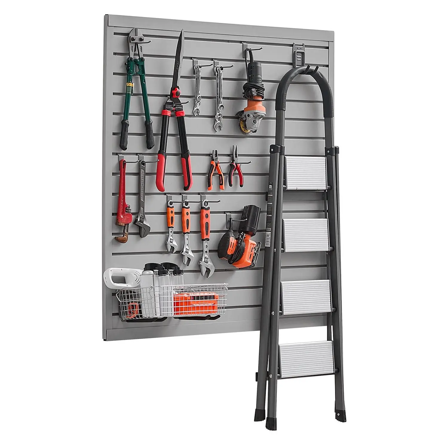 VEVOR Slat Wall Paneling, 4x 4 ft, PVC Garage Slatwall with Modular Design, Grey Slat Wall Easy-to-Install Adjustable Slatwall Panel with Coupling Structure DIY Cutting, Fits for Storage Display