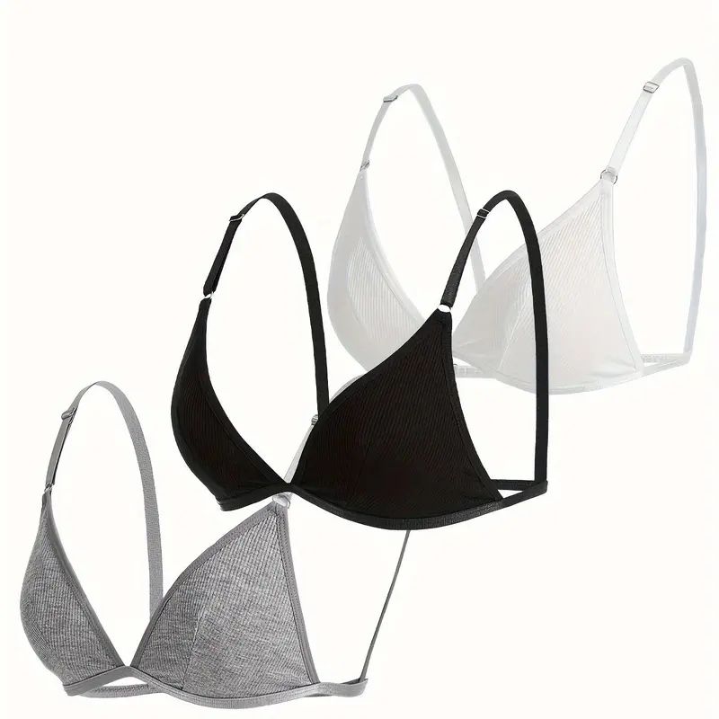 Women's Elegant Plain Wireless Triangle Bra, Adjustable Strap Backless Bralette, Soft Comfortable Lingerie Top for All Seasons