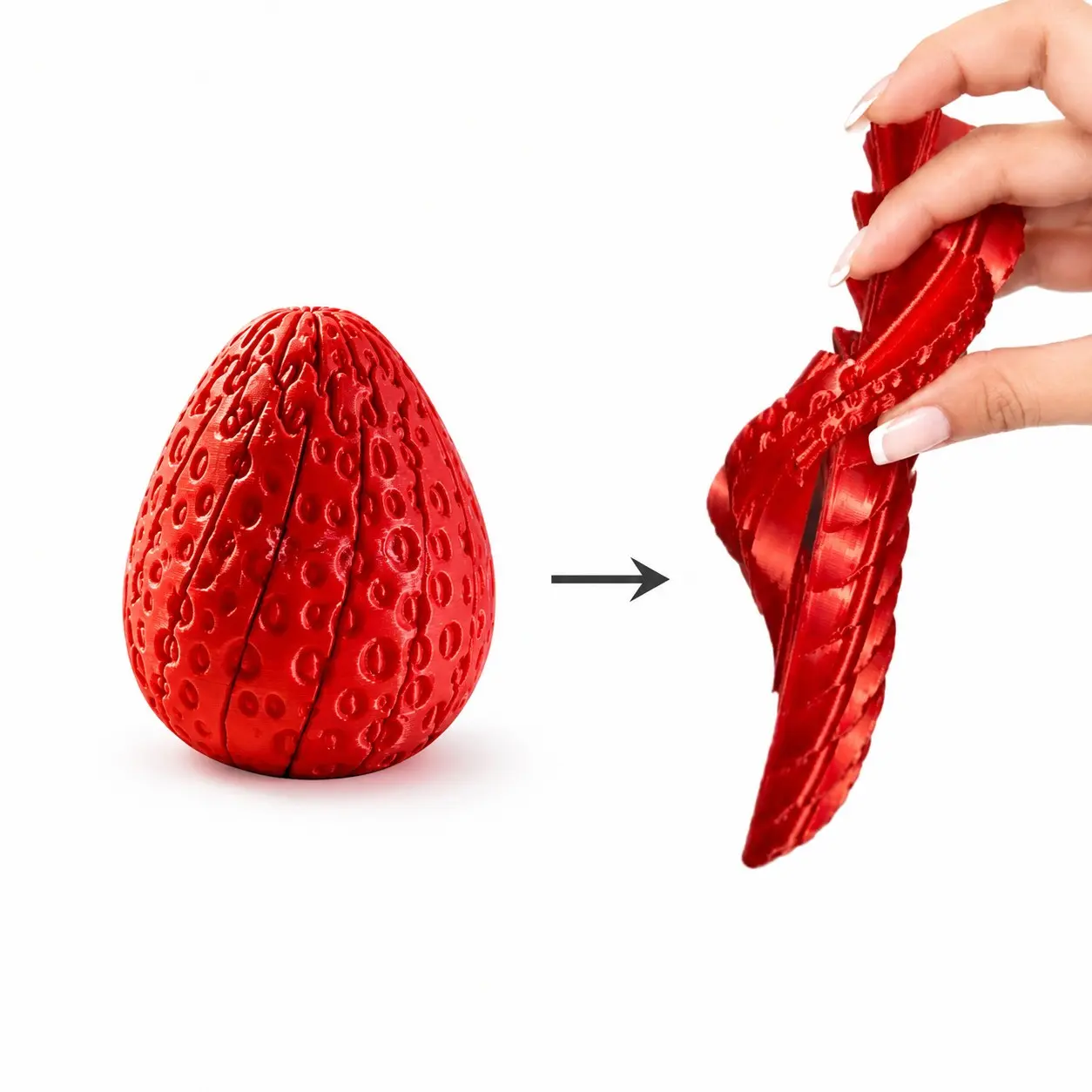 3D Printed Strawberry Decorative Figurine, Fun Stress Relief Fruit Texture Replica, Desktop Atmosphere Scene Ornament, Interactive Design