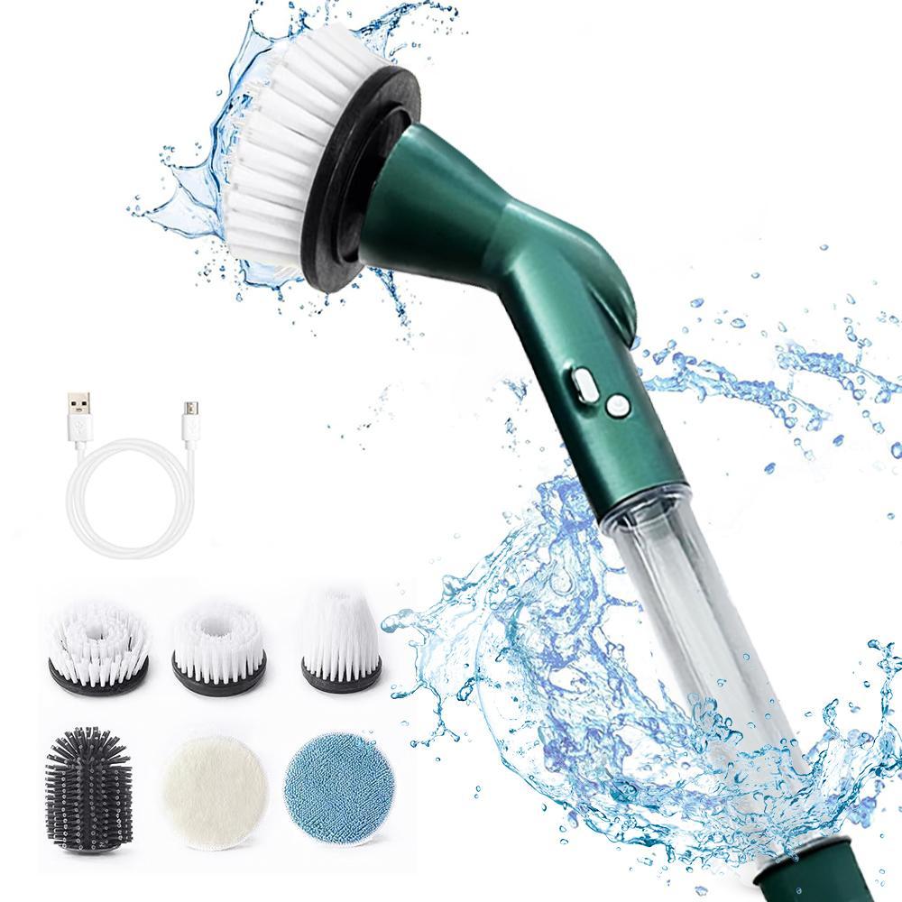 The multi-functional electric brush with liquid addition is suitable for bathroom and kitchen floor scrubbing brushes. It can replace 5 or 6 rotating electric brushes Rechargeable Spin Scrubber