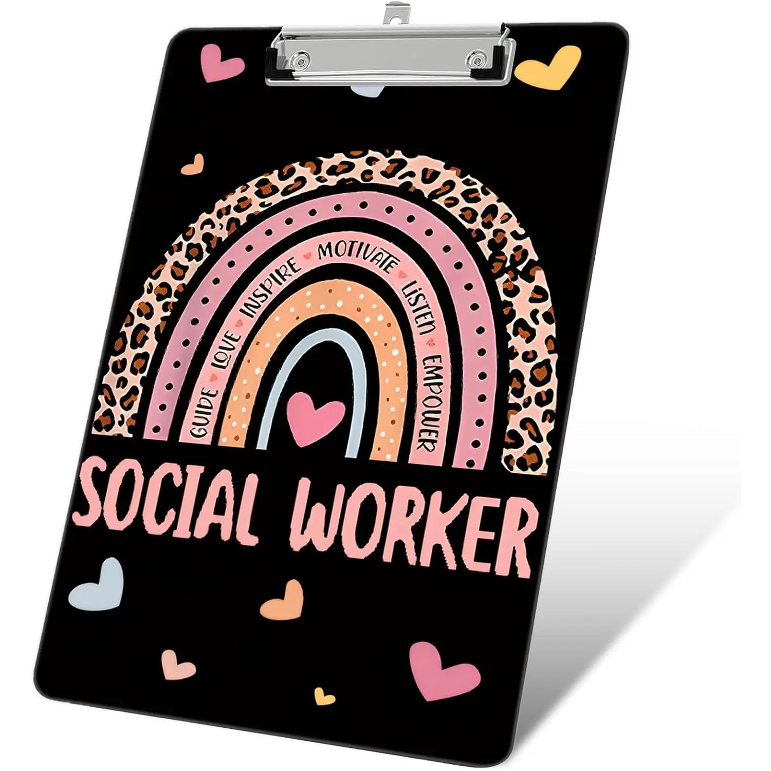 Plastic A4 Clipboard, Cute Fashion Clipboard Decorative, 12.2" x 8.7" | Standard A4 Size Clipboards,  Clipboard for Teacher, Social Worker, Students,Women, Office Supplies (Social Worker)