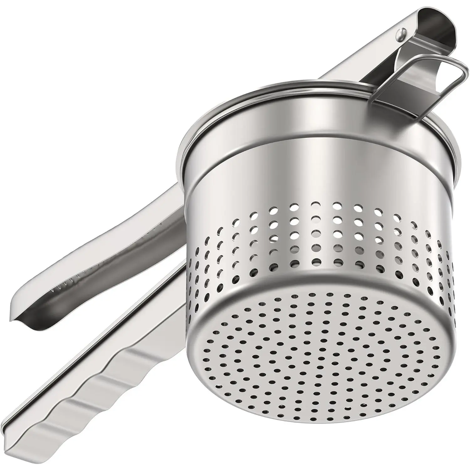 Livilord Large 15oz Potato Ricer, Heavy Duty Stainless Steel Ricer for Mashed Potatoes, Sweet Potato Masher Kitchen Tool with Ergonomic Handle, Press and Mash Kitchen Gadget, Silver
