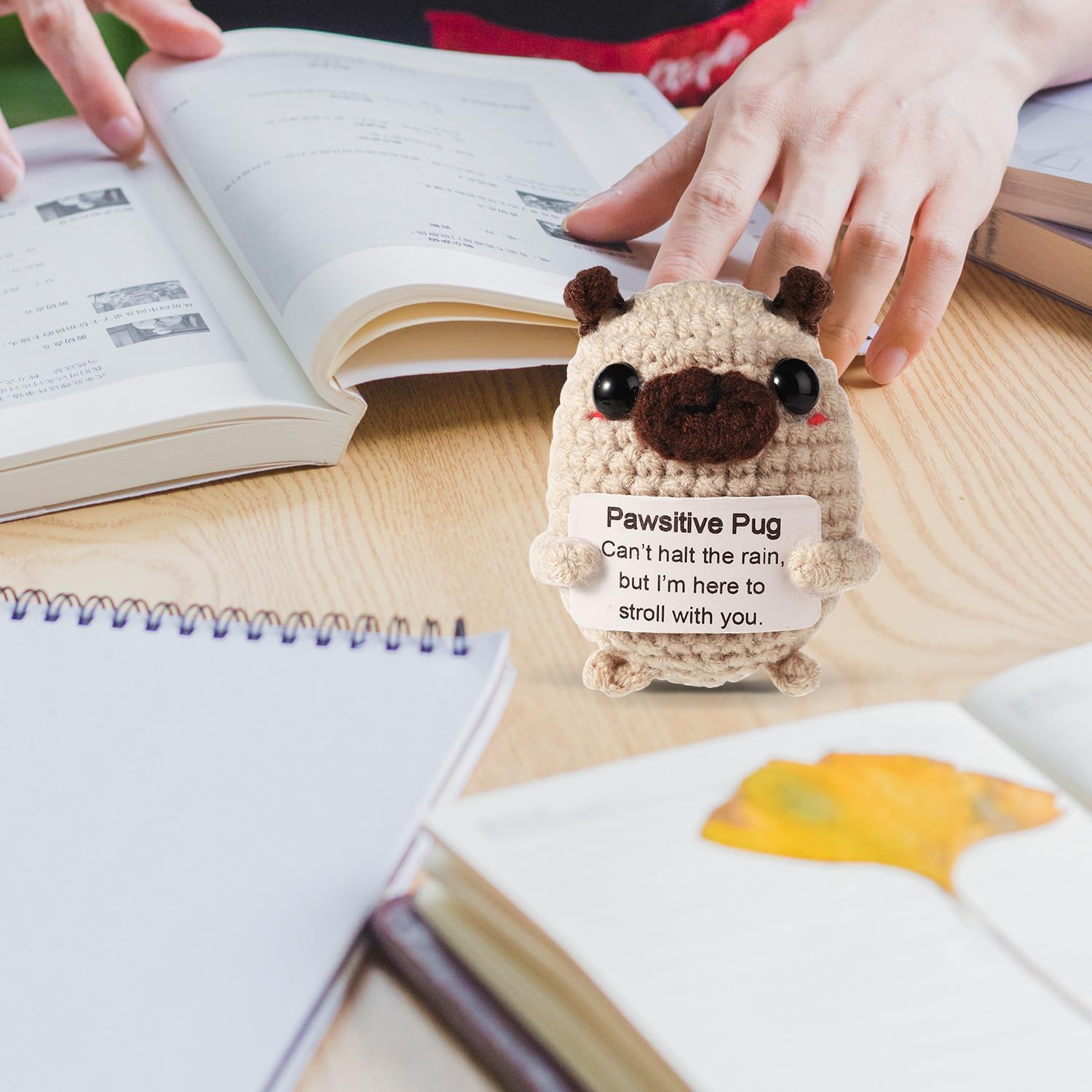 Super cute positive animals crochet pug plush! Tiny knitted lucky charm dolls for emotional support and encouragement. Ideal sweet gifts for friends, family, or charming party decoration. Small in size but big in love and warm comforting vibes.