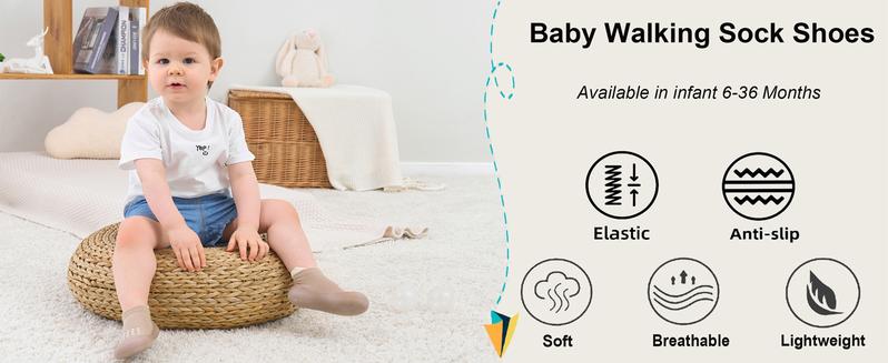 Baby Sock Shoes Toddler Walking Shoes Infant Non-Slip Slippers Soft Rubber Sole Sneakers for Baby Boys Girls