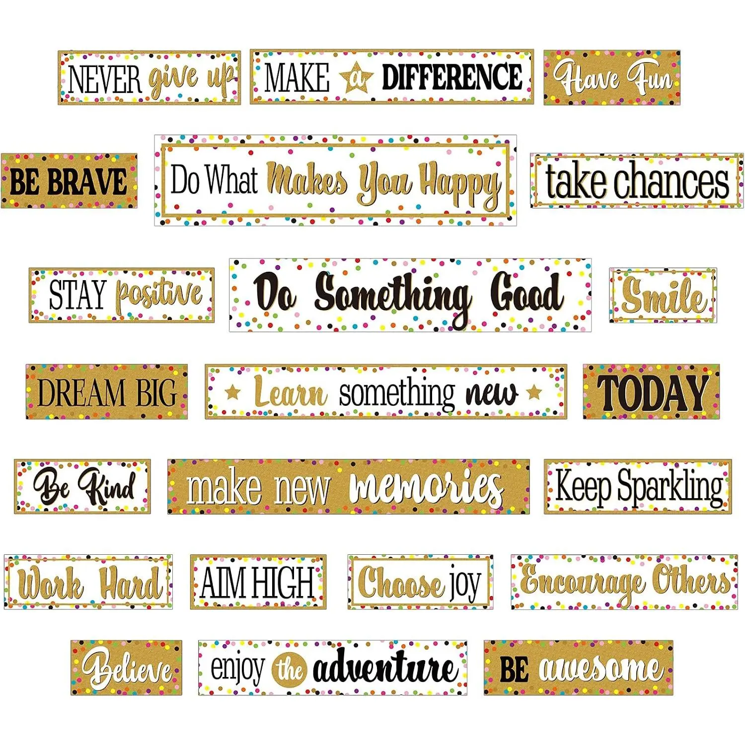22 count Confetti Classroom Decor Motivational Gallery Bulletin Board Decorations Inspirational Signs Set Polka Dots  to School Bulletin Board Wall Art for School Classroom  Office