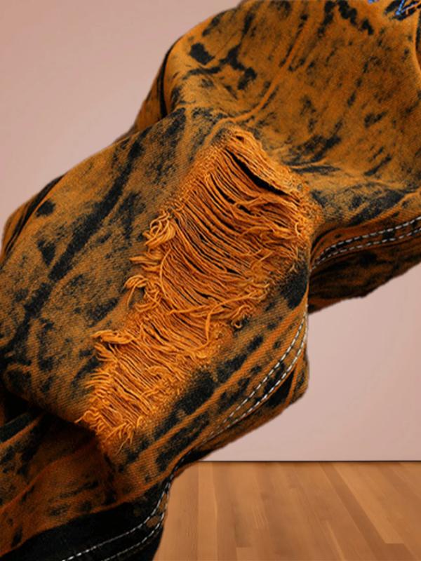 Kyn Apparel American youth pop hole personality makes old straight jeans for men.