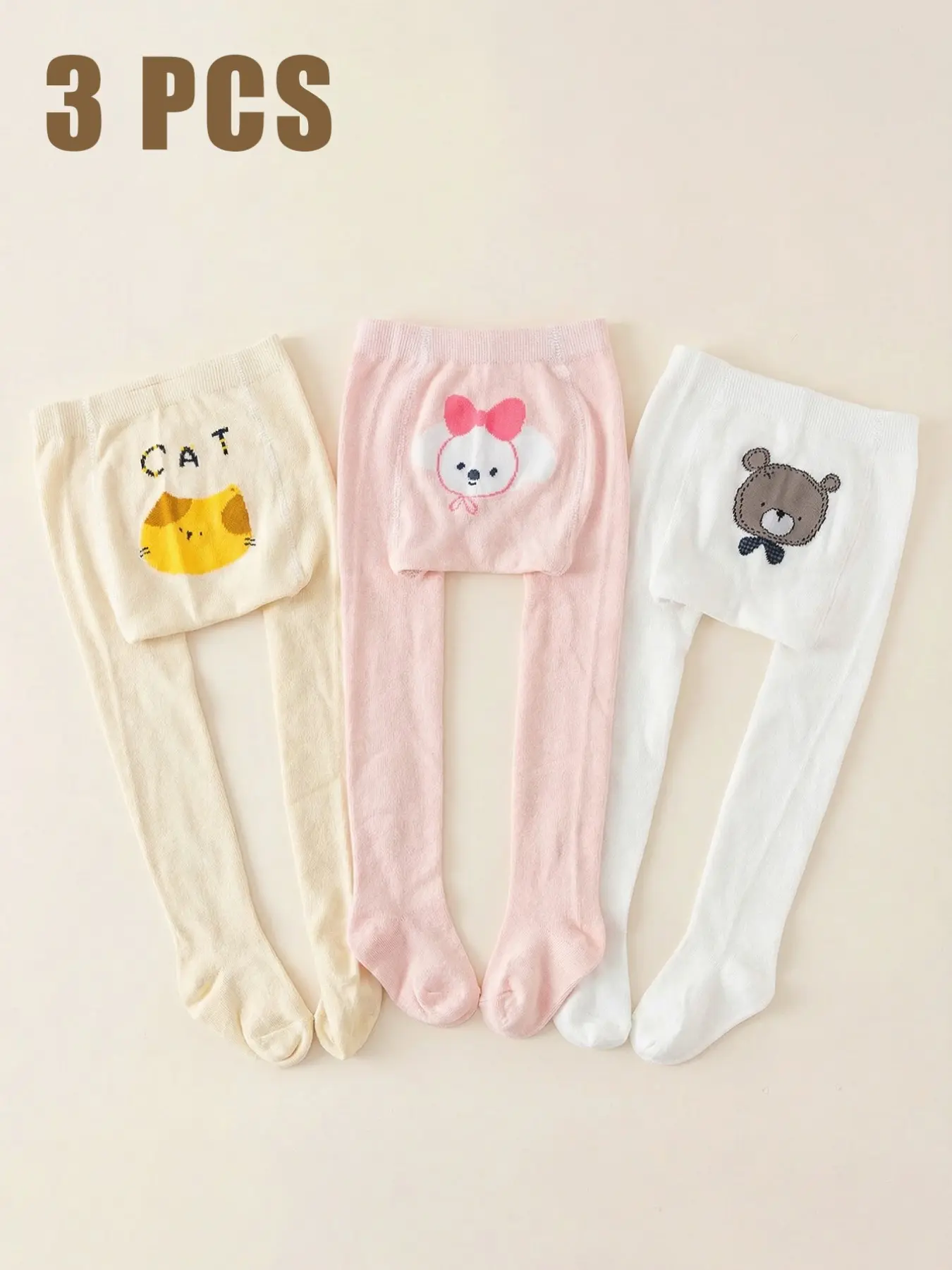 3 PCS girls' leggings, Baby tights, cute cartoon patterns, medium thickness, cozy Suitable for spring and autumn wear