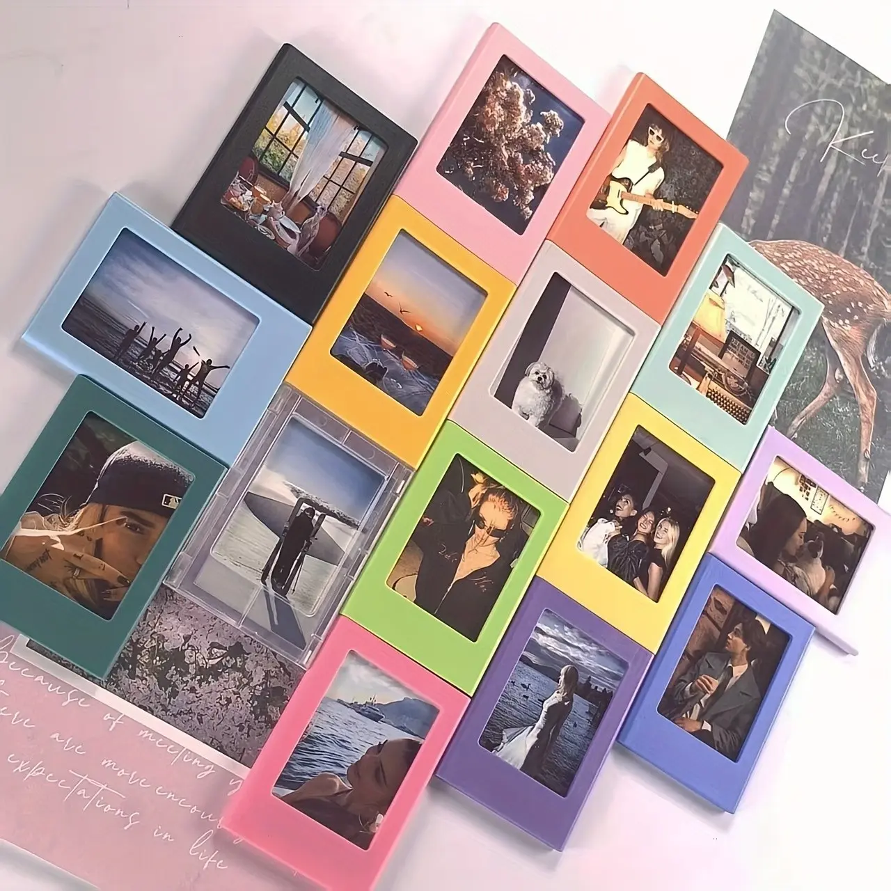 15pcs 3 Inch Refrigerator Magnetic Plastic Photo Frame for Fujifilm Instax Film Display Photo - Family Memory Photo Treasure Display Photo Frame can be used as a family room, living room and office decoration, Christmas and New Year gift
