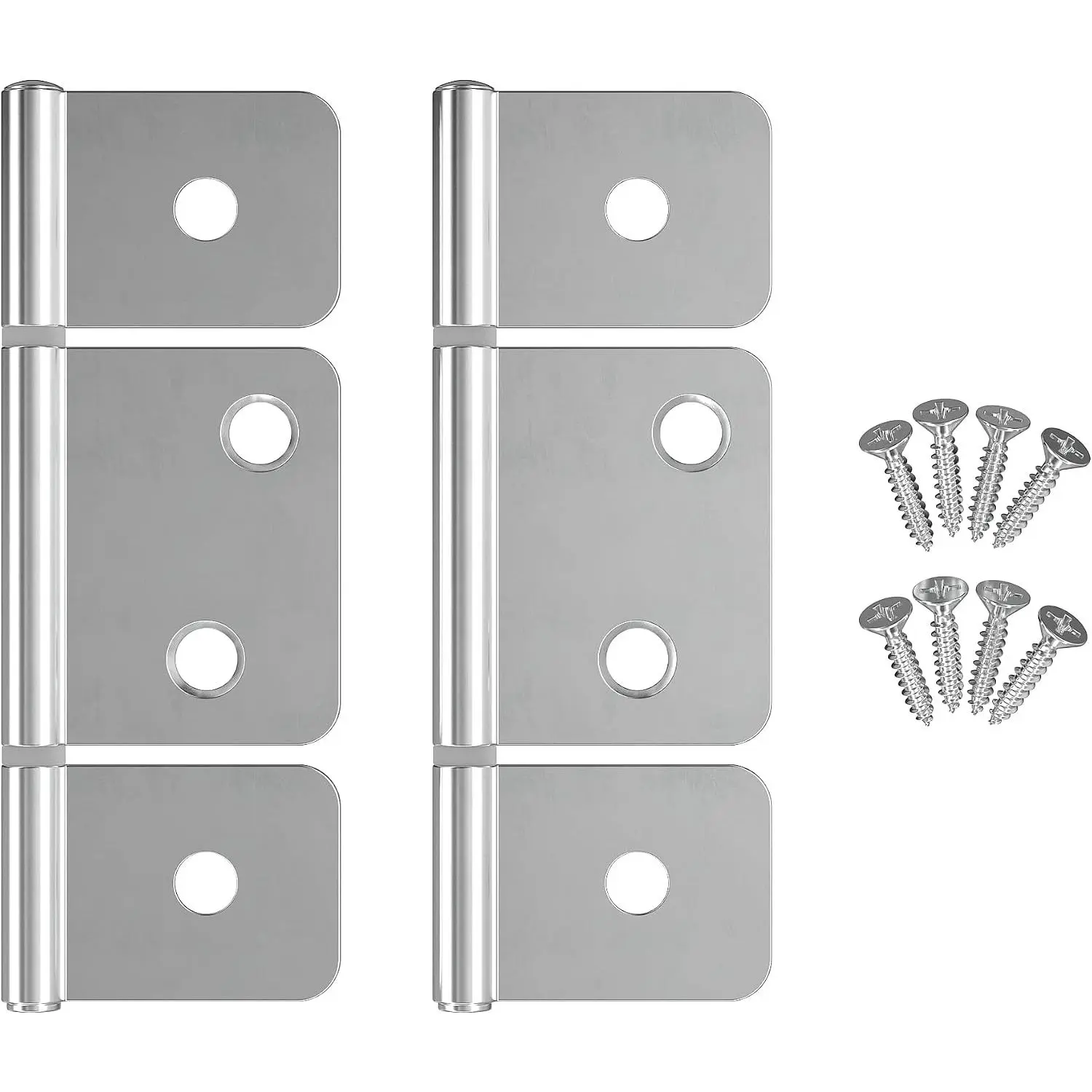 3-1/2" Chrome 3-Leaf Flag Hinges - Pack of 4 - Non-Mortise Hinges for Bi-Fold, Shutter and Cabinet Doors in Mobile Homes, Campers,  - Furniture  - NH8-SCH (2)