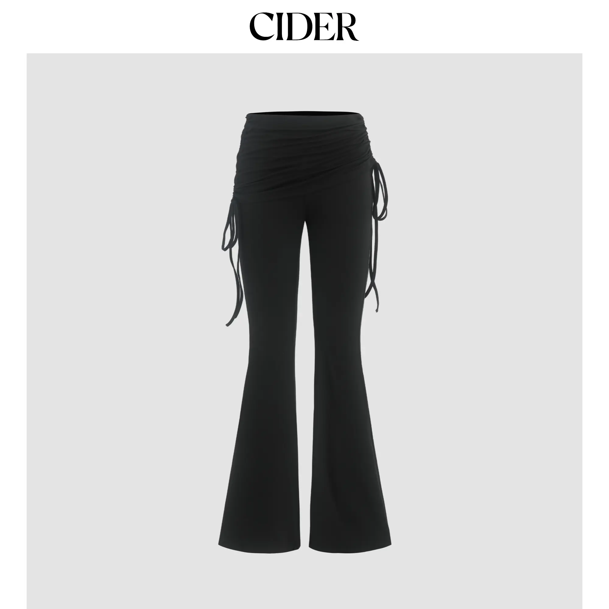 High Stretch Jersey Flare Pants for Women, Casual Basic Style with a High Waist and Knotted Ruched Detail, Trouser, Knitted Knit, Bottoms, Flared Pants