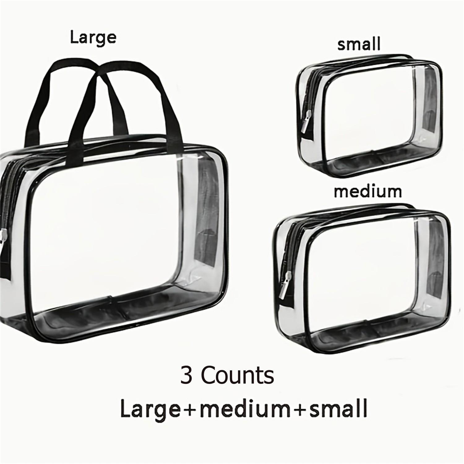 Clear Toy Storage Bag, 3 Counts Waterproof Zipper Building Block Organizers, Portable Washable Storage Bags for Home, Office and School, Space Saving Bags