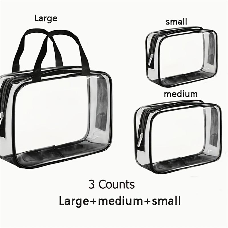 Clear Toy Storage Bag, 3 Counts Waterproof Zipper Building Block Organizers, Portable Washable Storage Bags for Home, Office and School, Space Saving Bags