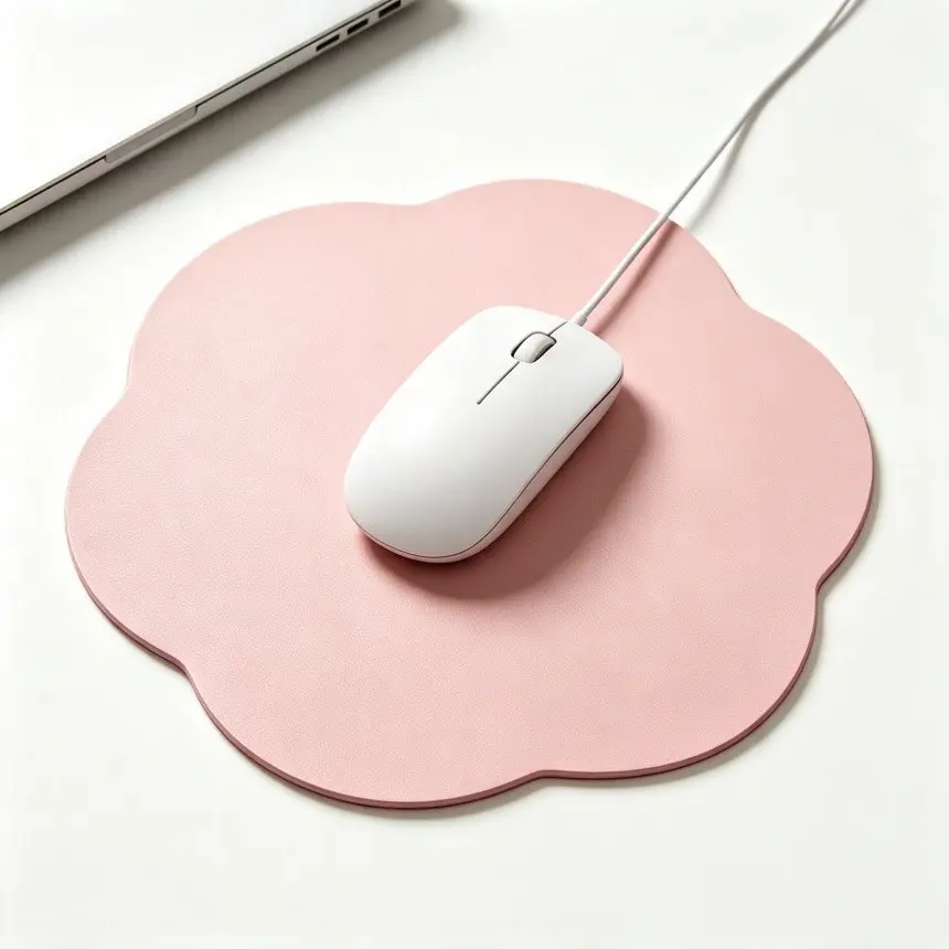 Floral Shape Mouse Pad, Matte Leather Non-Slip Desk Mat, Compact Office Computer Desktop Decor, Home Office, Back-To-School, Holiday Gift, Mouse Pad For Laptop
