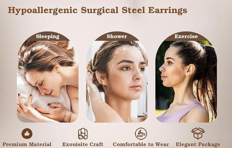 THUNARAZ 6 Pcs Tiny Golden Screw/Flat Back Earring Set for Women Men Dainty Hypoallergenic Ear Studs 14K Gold Small Cartilage Helix Conch Tragus Multiple Piercing Jewelry Surgical Stainless Steel Stud CZ Opal 20G for Daily Outings Christmas Gift