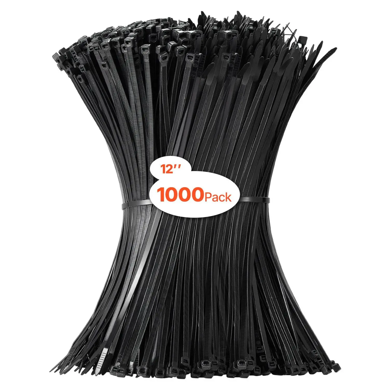 【DealsForYouDays】VEVOR 1000 Pack Cable Zip Ties, 12-inch Heavy Duty Cable Wire Ties with 50LBS High Tensile Strength, Multi-Purpose Self-Locking Nylon Tie Wraps, Heat Cold Resistant for Indoor and Outdoor Use