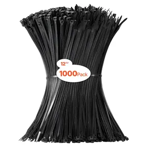 VEVOR 1000 Pack Cable Zip Ties, 12-inch Heavy Duty Cable Wire Ties with 50LBS High Tensile Strength, Multi-Purpose Self-Locking Nylon Tie Wraps, Heat Cold Resistant for Indoor and Outdoor Use