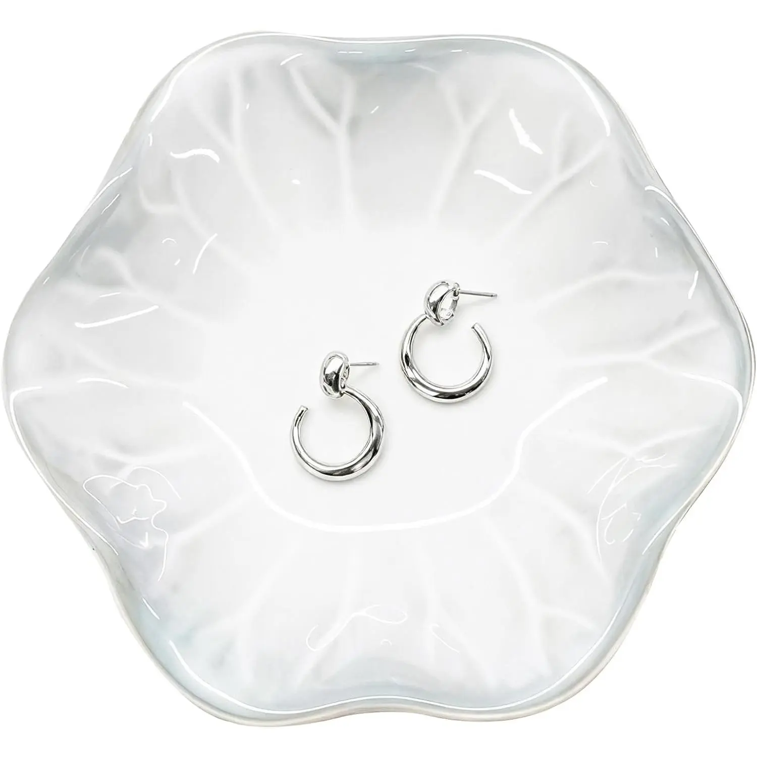 Ceramic  Tray, Ring Dish, Key Bowl Ceramic Tray 4.33 Inch, Ttrinket Dish  Dish, Desktop Decoration, Gifts for Mother Girlfriend Daughter(1Pcs-Lotus Leaf)