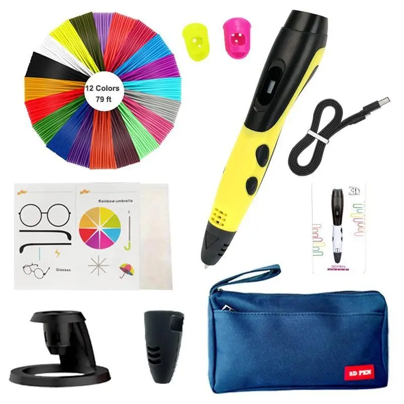 Easy Use 3D Pen DIY Painting Craft Set, Dual ABS & PLA Compatible 3D Printer Pen Kit with Full Accessories, Creative Hobby Toy for Art Creation