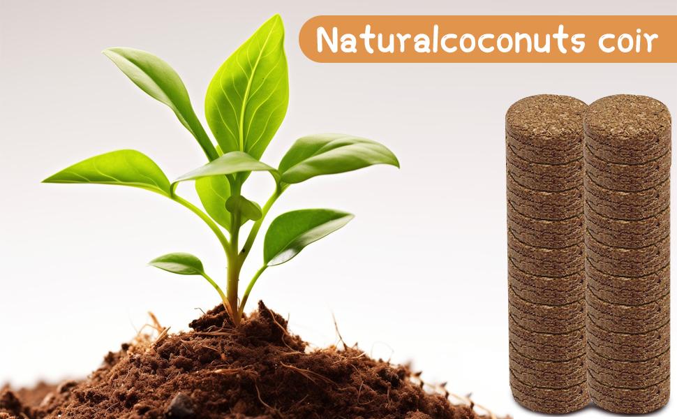 60pcs 40mm Compressed Coco Coir Fiber Potting Soil - Expanding Organic Coco Coir Pellet Fiber Soil, Peat Soil Pellets Seeds Starting Plugs for Planting (60, 1.57Inch)