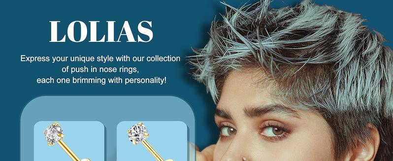 LOLIAS 20G 18G 16G Threadless Nose Studs Rings for Women Men 316L Surgical Steel Push in Flat Back Earrings CZ Lip Labret Nose Rings Studs Cartilage Helix Conch Medusa Nostril Tragus Piercing Jewelry 6mm 8mm 10mm Length