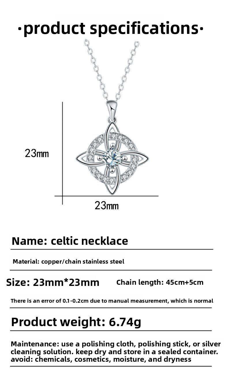 Witch Knot Cubic zirconia necklace, Hecate Goddess, Celtic knot design, Goddess jewelry, amulet necklace, copper necklace, set with artificial gemstone cubic zirconia, fashionable jewelry accessory, ladies' gift