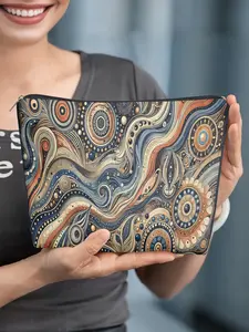 1pc, Abstract Swirling Circular Pattern, Durable and Fading-Resistant Canvas Bag, Portable Storage Bag, Student Pencil Case, Canvas Toiletry Bag, Pencil Case Travel Bag, Snack Bag - Multifunctional Bag - The Best Gift for Friends