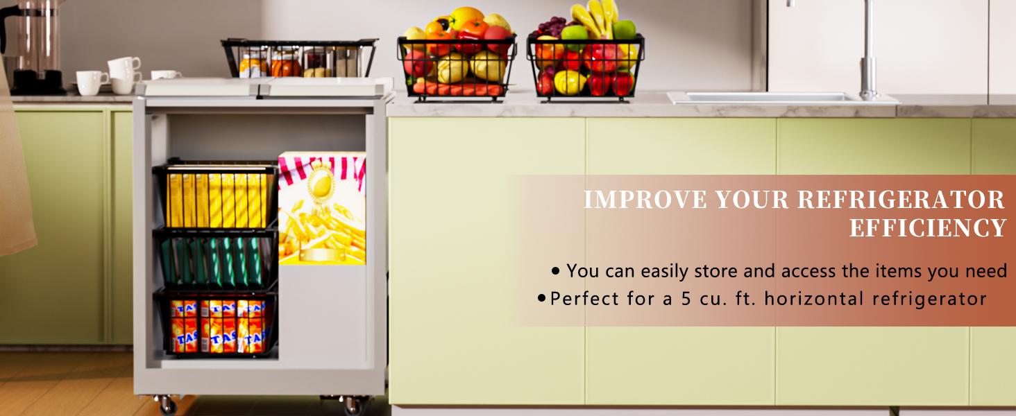 Freezer Organizer Bins ,Leak-Bottom,4 Pack Stackable Deep Freezer Organizer Bins for 5 Cu.FT Small Chest Freezer,organization and,pantry organizers(for 5 Cu.Ft